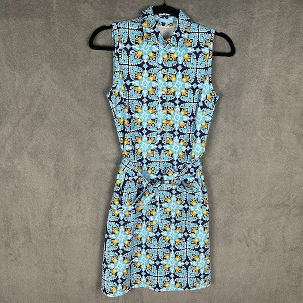 J Mclaughlin Dress Womens Extra Small Blue Floral Catalina Cloth Preppy Resort - Picture 2 of 15
